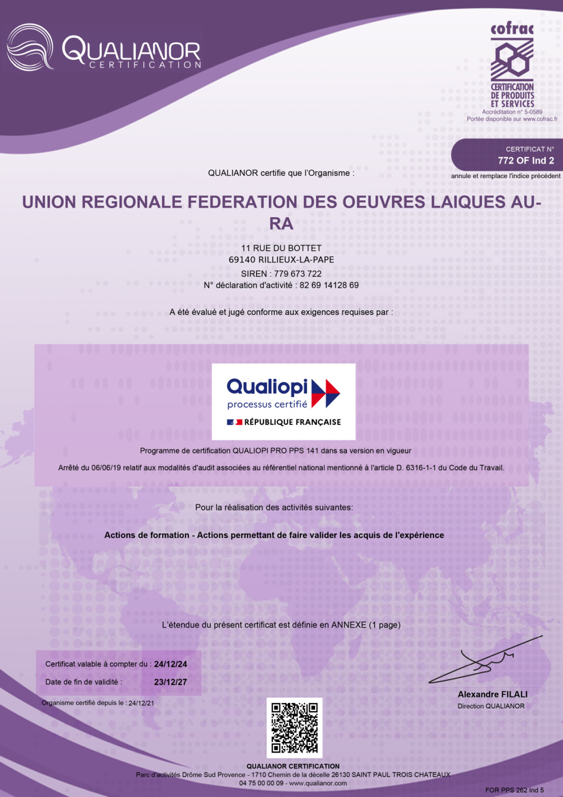 Le Certificat Qualianor